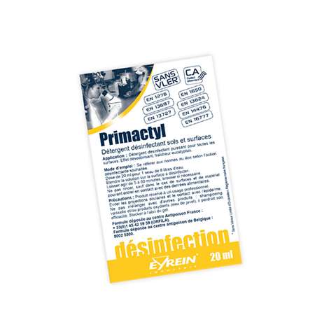 Image de PRIMACTYL 100x20mL - Détergent désinfectant sols et surfaces