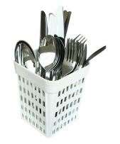 POT À COUVERTS 10,7x10,7x14 CM PLASTIQUE BLANC