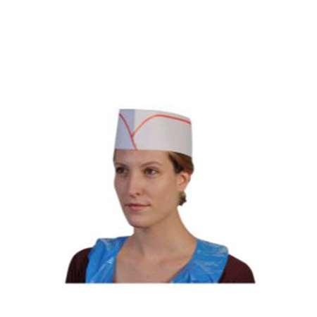 Image de CALOT BLANC LISERÉ ROUGE PAPIER T.U - BOÎTE DE 100