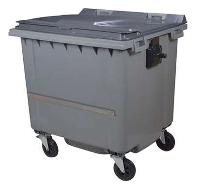 Image de CONTENEUR 1000L + BARRE VENTRALE GRIS/GRIS 4 ROUES