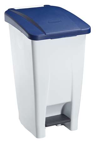 Image de POUBELLE A PEDALE 60L BLANC + COUVERCLE BLEU MOBILY