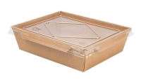 BOITE LUNCH KRAFT + COUVERCLE PET 17,4x13,4cm - Colis de 200