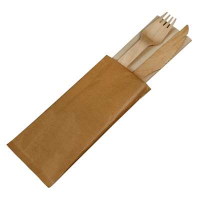 SACHET COUVERTS EN BOIS (3/1) - colis de 250