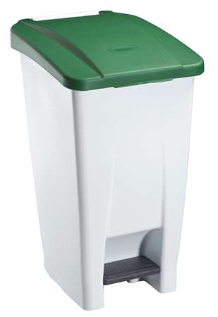 Image de POUBELLE A PEDALE 60L BLANC + COUVERCLE VERT MOBILY