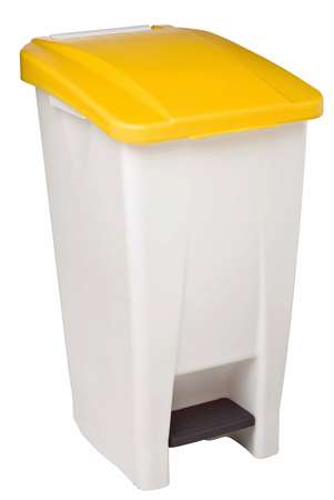 Image de POUBELLE A PEDALE 60L BLANC + COUVERCLE JAUNE MOBILY
