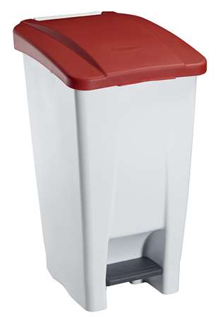 Image de POUBELLE A PEDALE 60L BLANC + COUVERCLE ROUGE MOBILY