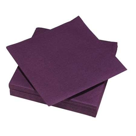 Image de SERVIETTE PRUNE 38x38 MICROGAUFRÉE / LISERÉ PAR 1200