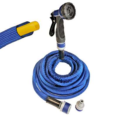 TUYAU ARROSAGE EXTENSIBLE 15m + RACCORD + PISTOLET