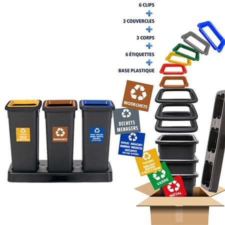 Image de POUBELLE TRI SELECTIF 3x20L + KIT3 FIT20