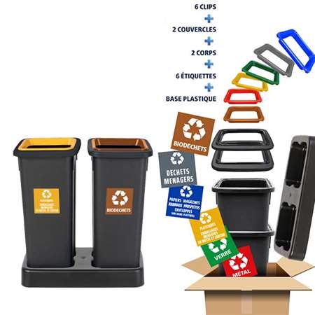 Image de POUBELLE TRI SELECTIF 2x20L + KIT2 FIT20