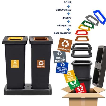 Image de POUBELLE TRI SELECTIF 2x50L + KIT2 FIT50