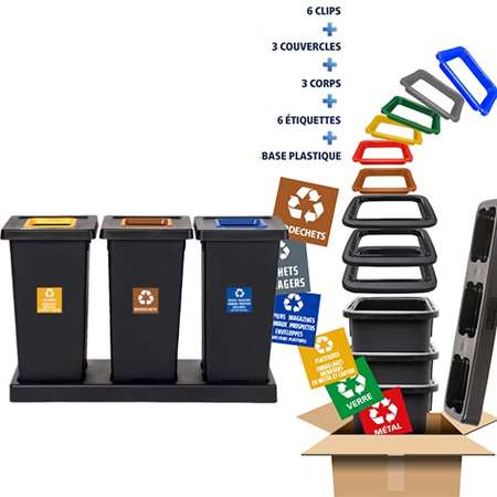 Image de POUBELLE TRI SELECTIF 3x70L + KIT3 FIT70
