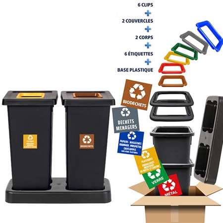 Image de POUBELLE TRI SELECTIF 2x70L + KIT2 FIT70