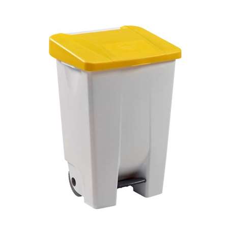Image de POUBELLE A PEDALE 80L BLANC + COUVERCLE JAUNE MOBILY