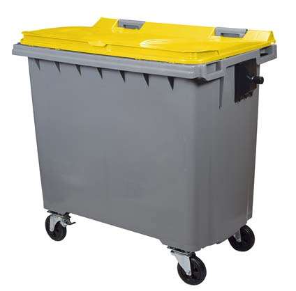 Image de CONTENEUR 770L GRIS/JAUNE 4 ROUES