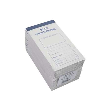Image de BLOC FICHE REPAS DUPLI TRIPLE TVA 80x150mm - PAR 10