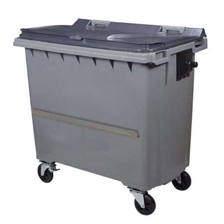 Image de CONTENEUR 770L + BARRE VENTRALE GRIS 4 ROUES