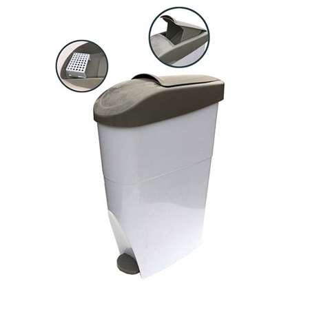 Image de POUBELLE HYGIENE FEMININE 22L A PEDALE BLANC/NOIR SERENA