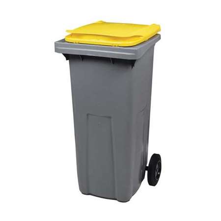 Image de CONTENEUR 120L GRIS/JAUNE 2 ROUES KOROK