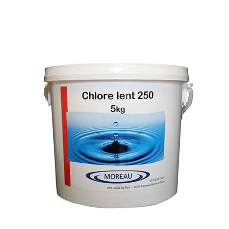 CHLORE LENT GALET 250gr - SEAU DE 5KG (Piscine)