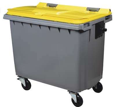 Image de CONTENEUR 660L GRIS/JAUNE 4 ROUES KOROK