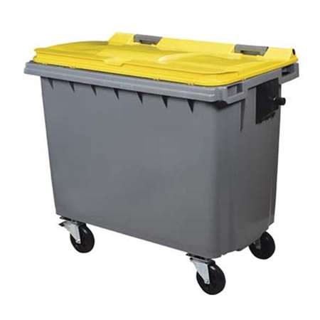 Image de CONTENEUR 660L GRIS/JAUNE 4 ROUES