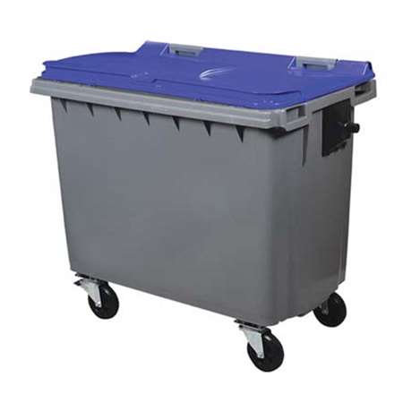 Image de CONTENEUR 660L GRIS/BLEU 4 ROUES